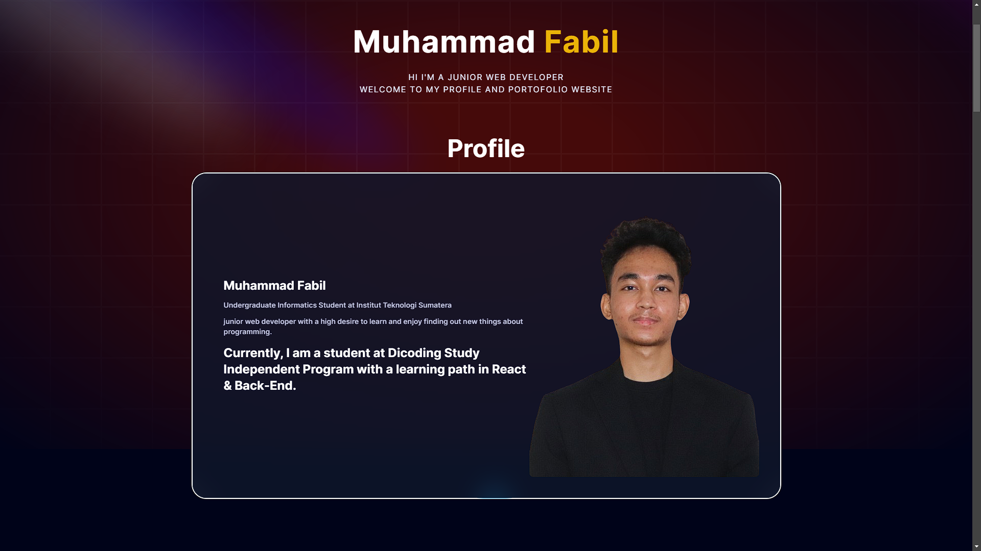 My personal profile and portofolio website